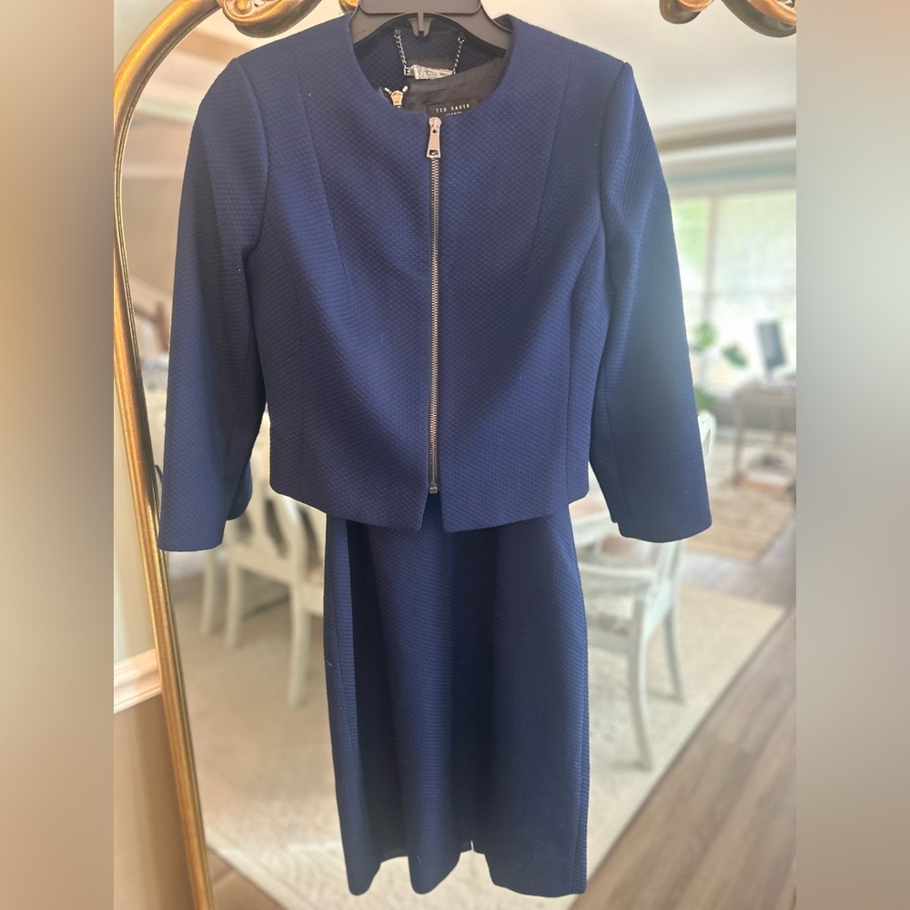 Ted Baker London Navy Dress & Cropped Jacket Set Size 1 (US 4)